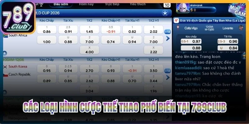 Các loại hình cược thể thao phổ biến nhất có tại cổng game 789Club