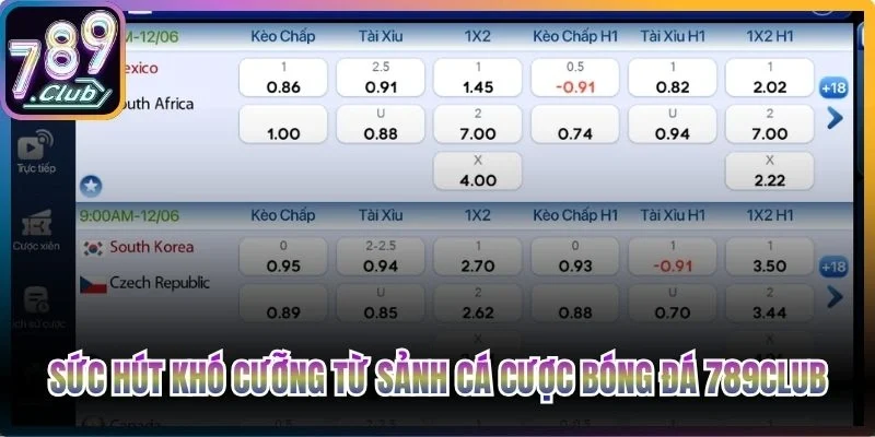 Sức hút khó cưỡng từ sảnh cá cược bóng đá 789Club trực tuyến