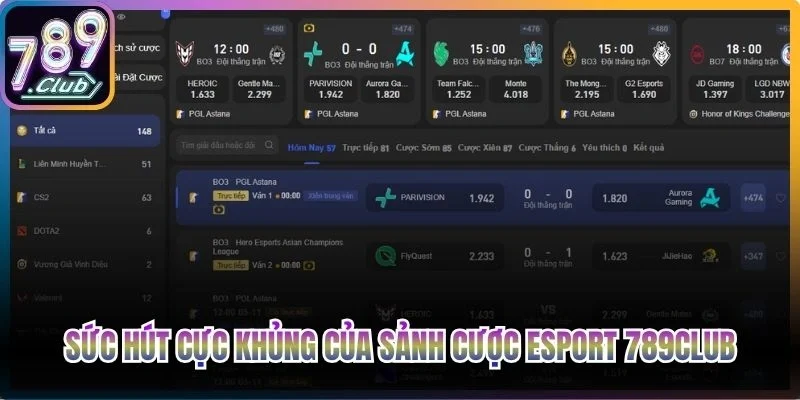 Sức hút cực khủng của sảnh cược Esport 789Club