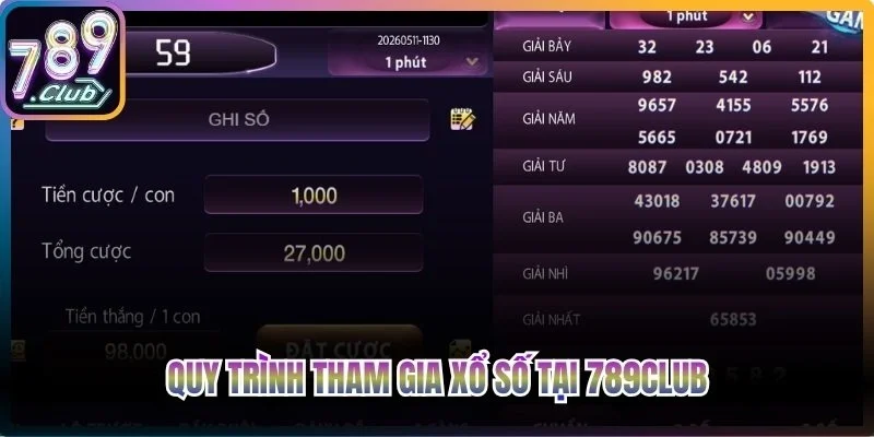 Quy trình tham gia xổ số tại 789club
